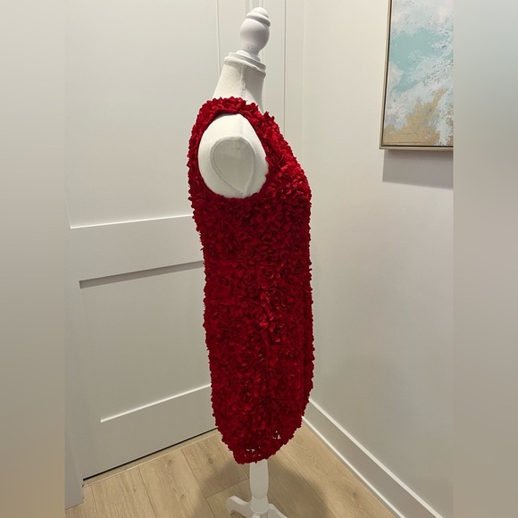 J Crew Factory Rosette mini dress in Deep Ruby Red size 0 NWT CE631 textured - Picture 4 of 11